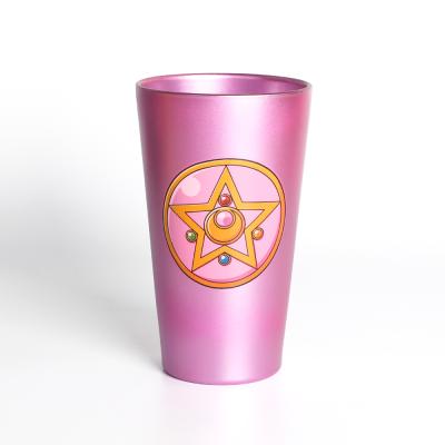 China Custom Viable Personalized Glass Water Cups 16oz Cute Gold Colored Glass Mug for sale