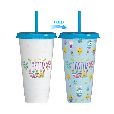 China Sublimation 700ml Sustainable Reusable Suppliers Logo Cold Easter Custom Plastic Cup Personalized Mug for sale