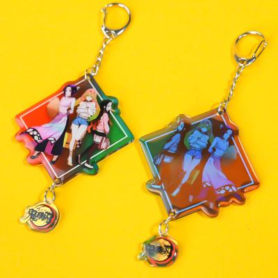 China Fashion Transparent Holographic Top Game Leather Epoxy Resin Charms Acrylic Key Chain Anime Key Chain Factory for sale