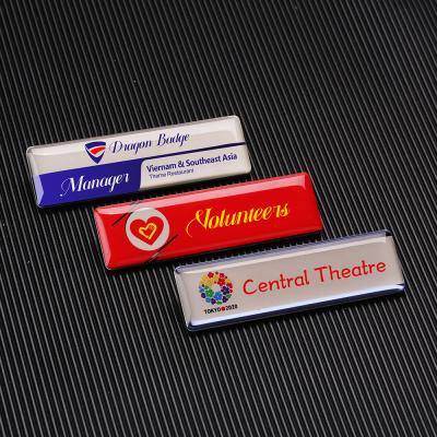 China Custom Color Stainless Steel China Metal Pin Badge Epoxy Laser Print Logo Magnetic Buckle for sale