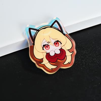 China Anime Holographic Acrylic Epoxy Acrylic Pin Badges Button UV Printing Custom Reel With Name Nurse for sale