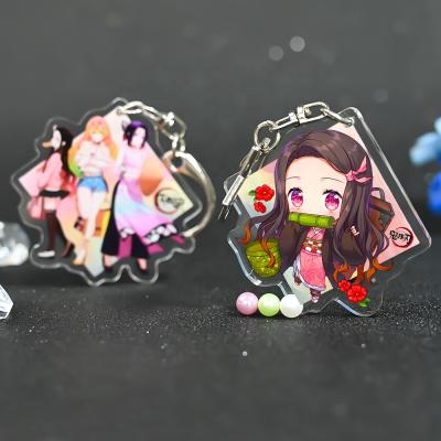 China Transparent Holographic Clear Custom Acrylic Charms Key Chain Stick Resin 2/3 Inch Custom Anime Character BTS Pendant for sale