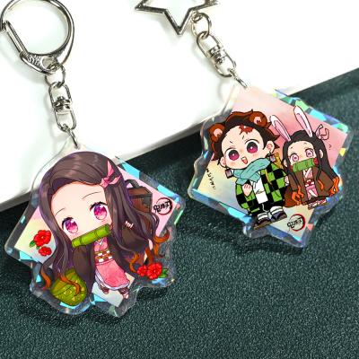 China Custom Clear Factory Key Chain Anime Character Acrylic Epoxy Holographic Display Stand for sale