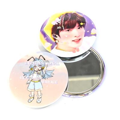 China China Photo Customized Round Mini Cartoon Mirror Gift Round Portable Cosmetic Tinplate Badge for sale