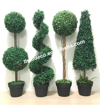 China Gardening Display LISHI Artificial Boxwood Ball Spiral Topiary Tree for sale