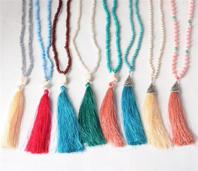 China 2017latest design colorful tassel jewelry necklace elegant beads long necklace for sale