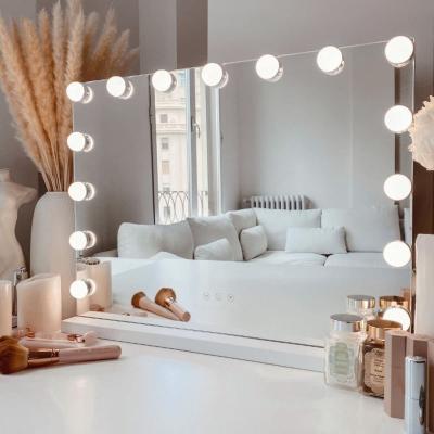 China Lighted Dimmable Tabletop Led Vanity Makeup Hollywood Mirror with Light Bulbs for sale