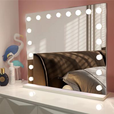 China Lighted Smart 18 Bulbs Touch Sensor Dressing Table Dimmable Make Up Makeup With Led Light Hollywood Vanity Mirror for sale