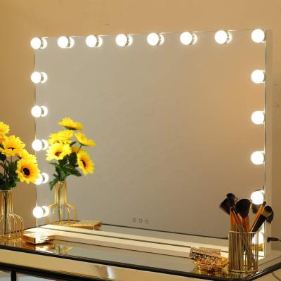 China Lighted Hollywood Vanity led makeup mirror Square Size with 18 LED Bulbs for Makeup Fill Light Vanity Mirror for sale