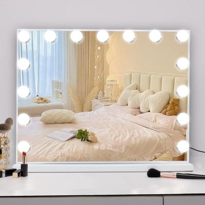 China Cosmetic beauty lighted Hollywood lighted makeup mirror with 15pcs G35 led bulb for sale