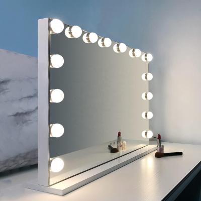 China Modern Lighted Rectangle Vanity Table With Led Light Makeup Mirror With USB Cable Power Supply Hollywood Style LED Bulbs Beauty Vanity M for sale