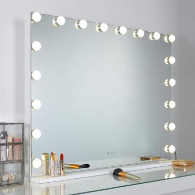 China 18pcs G35 Rectangle Makeup Vanity Table Light Bulb Custom Hollywood Vanity Led Makeup Mirror With Matte Frame for sale