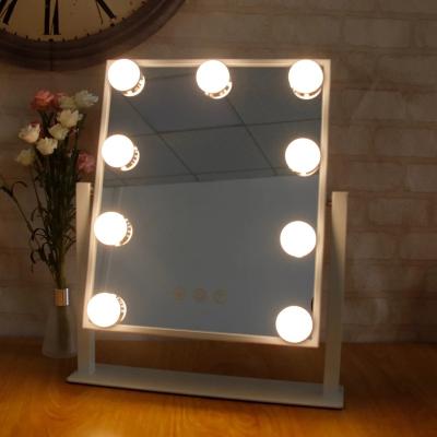 China Lighted Dimmable Table Top Led Vanity Makeup Hollywood Mirror With Light Bulbs for sale