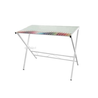 China Cheap computer desk (height) metal frame adjustable high quality desk table with glass top for sale