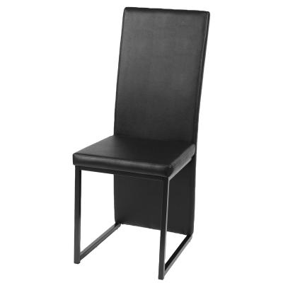 China Convertible Soft Style Dining Black PVC Dining Chair Long Back Dining Chair for sale