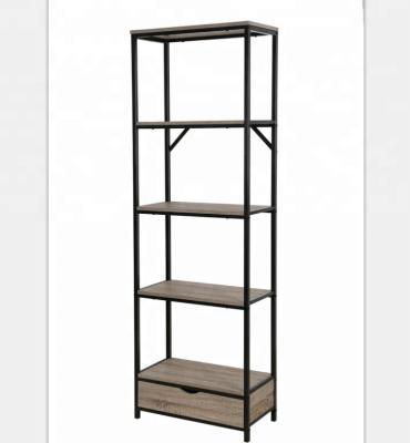 China PANEL Modern Metal Wood Shelf with 5 Tier Rustic Bookcase for sale