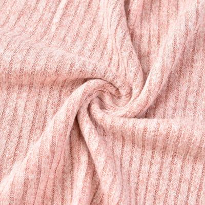 China Comfortable stretch plain dyed stretch heavyweight 4X2 rib knit polyester rayon fabric for activewear for sale