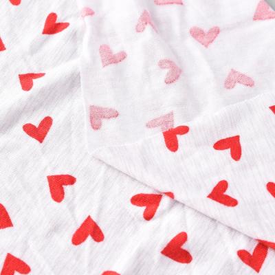 China Heart Shaped Print Knitting Tank Top Comfortable White Stretch Spandex Single Rayon Fabric For T-shirts for sale