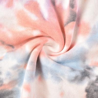 China Modern Style Comfortable Heat Preservation Heavyweight Brushed Terry To Knit Polyester Material Tie Dyed Fabric For Hoodie for sale