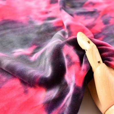 China 2022 hot selling stretch products 92%polyester 8%spandex material fleece knitting tie dye fabric for hoodie for sale