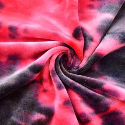 China Fashionable soft modern style knitted stretch polyester fleece stretch tie dye fabric for loungewear for sale