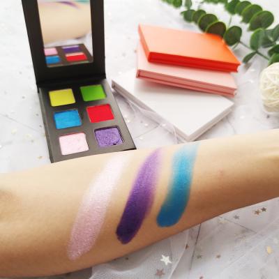 China Custom Logo Waterproof Square Eyeshadow Makeup 6 Color High Dye Eyeshadow Palette for sale