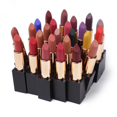 China Waterproof high quality matte lipstick logo customize brand 25 color red matte lipstick for sale