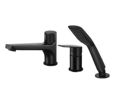 China Contemporary matte blackEuropean Modern Bathroom Bath Mixer Tap Shower Sets 3 Hole Bath Faucet for sale