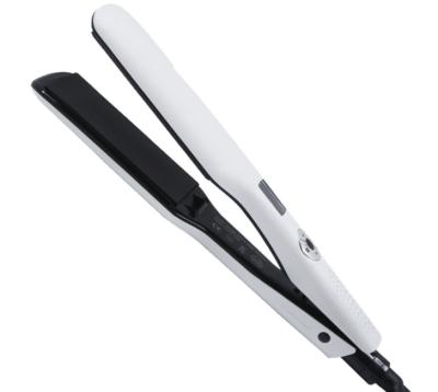 China Household Make Uninjured Hair Splint White Negative Panel LCD Display Wide Ion Hair Straightener for sale