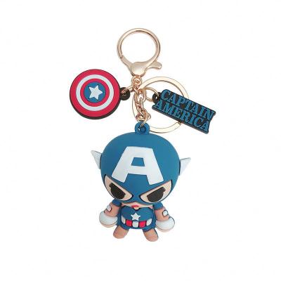 China Rubber Captain America 3D cute arvel characters Iron Man spide man key chain M for jewelry key ring accessories for sale