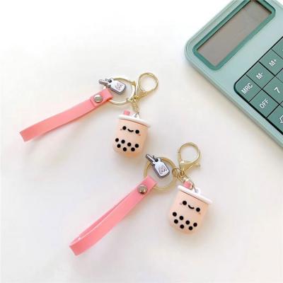 China Decoration Design Cartoon Gift Small PVC Silicone BoBa Keychains Manufacturers Customized Cute Key Chain for sale