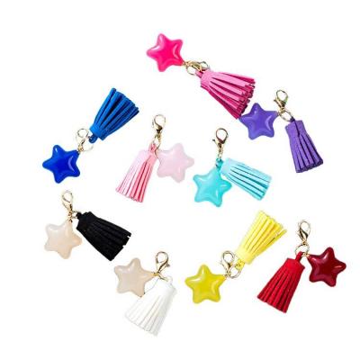 China Wholesale Olelon Bag Pendant Factory Resin Star Tassel Key Chain Clasp Keyring For Women Bag Accessories for sale