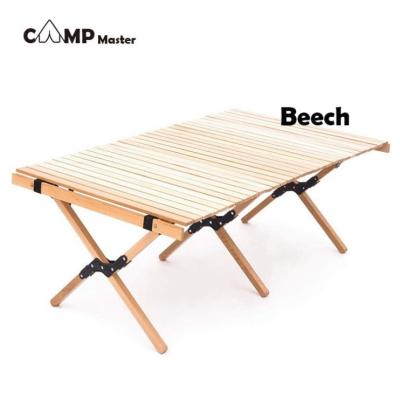 China Leg Is 2021 New Style Single Folding Beech Wood Camping Roll Portable Folding Table for sale