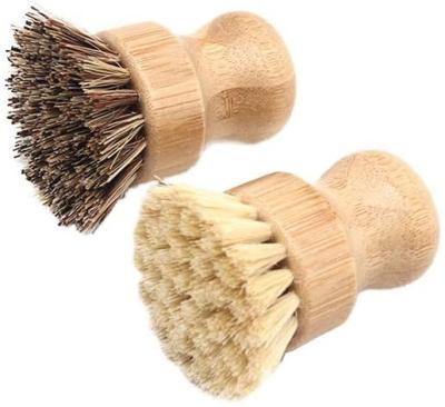 China Sustainable Palm Jar Brush Bamboo Round 3 Pack Mini Dish Brush Natural Scrub Sweep Scrubber Durable Cleaning Kit with Union Fiber and Tamp for sale