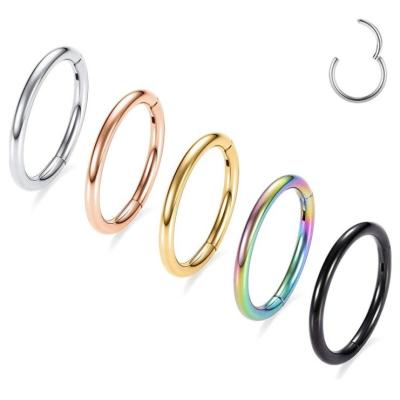 China 316L septum punk nose helix cartilage circle piercing earring hinged clicker segment nose ring body jewelry for sale