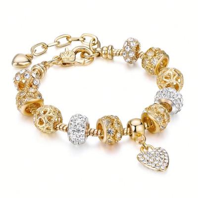 China Best Selling Lead Free 18k Gold Austrian Crystal Rhinestone Star Love Heart Charm Bracelet for sale