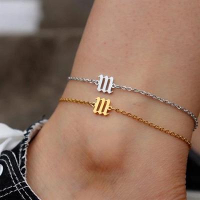 China TRENDY Hip Hop Tarnish Free 18K Gold Stainless Steel Angle Number Anklet Chain Jewelry Women 111--999 ​​Lucky Number Anklets Foot Jewelry for sale