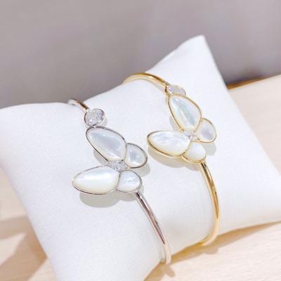 China Wholesale Fashion Jewelry 2022 New Butterfly Bracelet Women Brass Bracelet Shell Adjustable Hand Decoration Cuff TRENDY Bangle Jewelry for sale