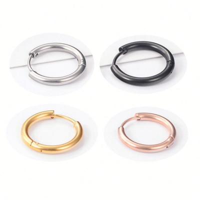 China Hiphop Fashion Punk Jewelry Stainless Steel Huggie Circle Surgical Earring For Women Men for sale