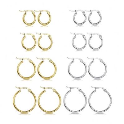 China Punk 2023 stainless steel 18K gold 2mm trendy huggie earrings surround circle earrings fashion jewelry for sale