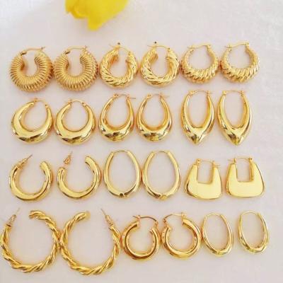 China CLASSIC Trending Jewelry 2023 New Arrivals Ins Design Women Stainless Steel Punk Gold Plated Hoop Earrings for sale