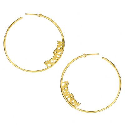 China Custom TEDNDY 80mm 100MM 18k Gold Plated Stainless Steel Spiral Initial Letters Hoop Earrings Non Tarnish Jewelry for sale