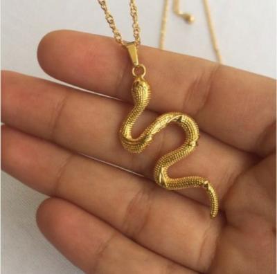 China TRENDY 18k Gold Plated Animal Snake Dragon Pendant Necklace Stainless Steel Sun Chain Jewelry Men Women Wholesale for sale