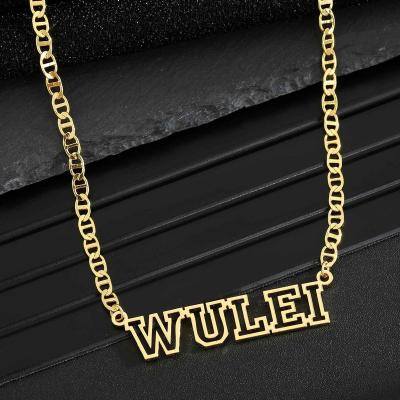 China TRENDY/CLASSIC Stainless Steel Custom Hollow Name Necklace For Girlfriend Gift for sale