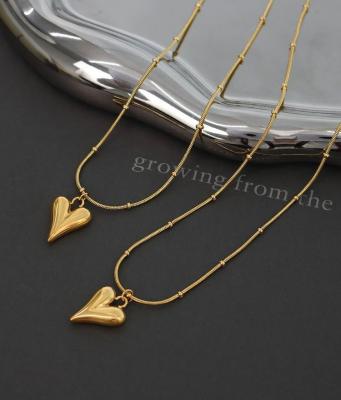 China TRENDY/CLASSIC Heart Clavicle Necklace Titanium Steel Waterproof Texture Heart Shaped Pendant Necklace for sale