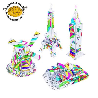 China DIY TOY Windmill Sydney Opera House 3D Garden Idea 3D Puzzle Painting 3D Puzzle Coloring Garden Big Ben Eiffel Tower New for sale