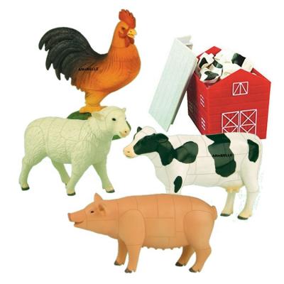 China Construction Toy 3D Puzzle Animal Farm Animals Capsule Jigsaw Pig Sheep Milk Cow Animal Rooster for sale