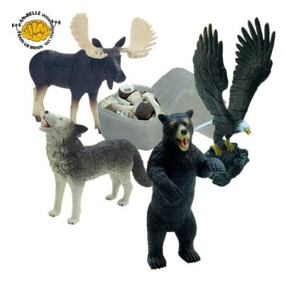 China Construction Toy 3D Animal Puzzle Collect Model Jigsaw North American Animals Black Bear Moose Eagle Wolf for sale