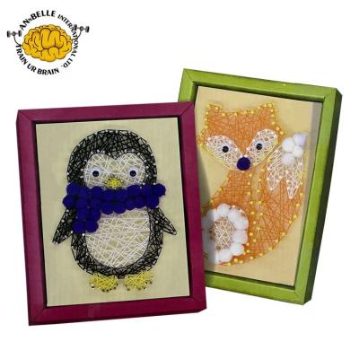 China Amazon Hot Sale New Design Kids String Animal Art DIY Set Penguin And Fox For Kid 26x21cm for sale