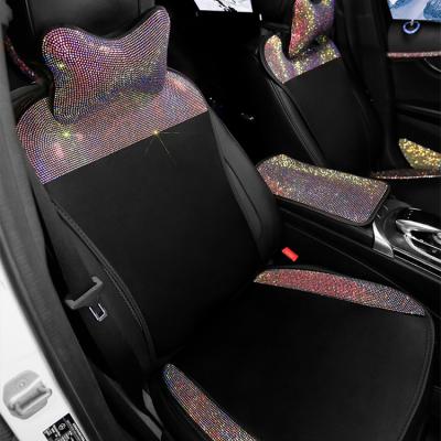 China Comefortable Fashion Car Seat Cover Summer Breathable Small Three-Piece Cool Cushion Diamond-encrusted Ice Silk Original Ladies for sale